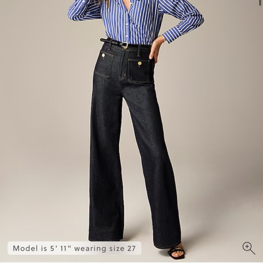 J. Crew High-Rise Wide-Leg sailor trouser rinse wash jeans. NWT